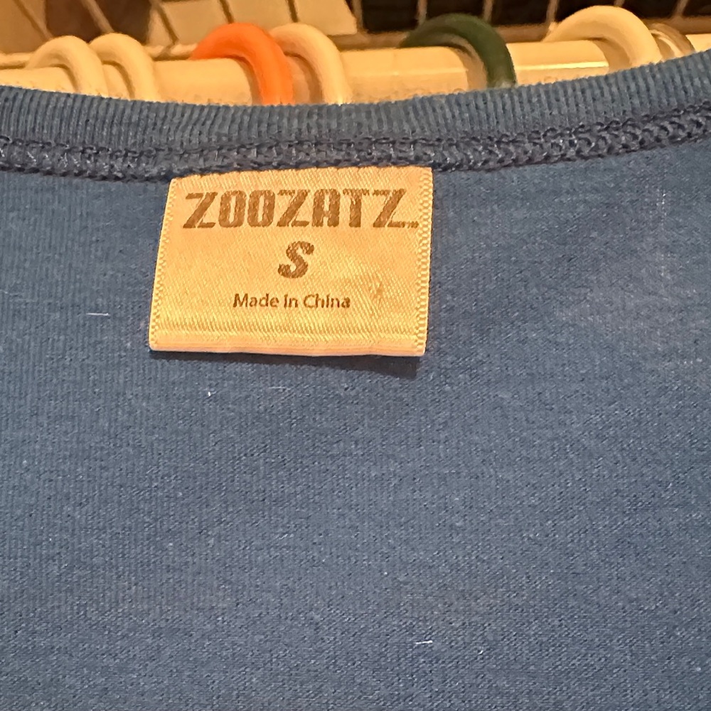 Blue Women's Short-Sleeve Graphic Tee with Lace-Up Neckline - Zunziz - Picture 4 of 4